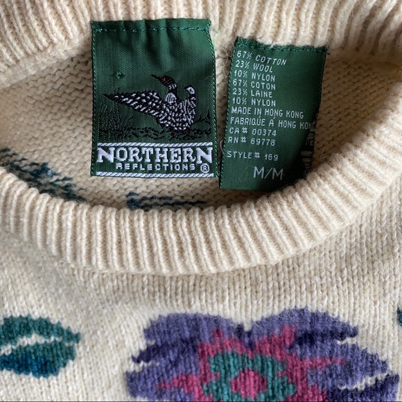 SOLD Vintage Floral Sweater Northern Reflections - Picture 2 of 5